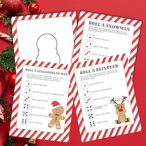 Roll a Snowman, Gingerbread Man, Reindeer Dice Game (Digital Download)
