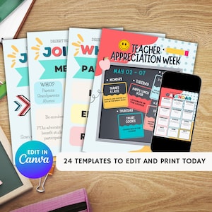 Editable PTA/PTO Bundle,pta, pta fundraiser, pta meeting, pta flyer, pto, flyer template, church flyer, fundraiser event, community event