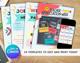 Editable PTA/PTO Flyer Template Bundle: Canva Printable (Digital Download)