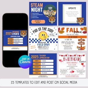 Editable School Social Media, school social media,school,editable template, social media, social media template, social media post templates