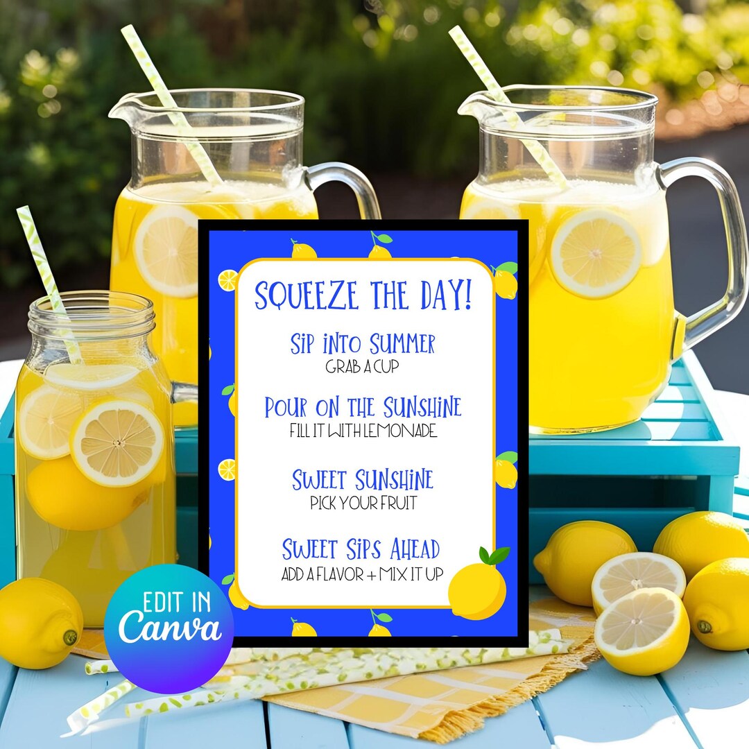 Lemonade Bar Sign: Editable 8.5x11