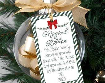 Height Keepsake Ornament Tag: Ribbon Growth Tracker (Digital Download, 3 Tags Included