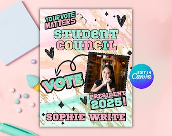 Student Council Campaign Flyer Template: Editable School Election Poster (Digital Download)