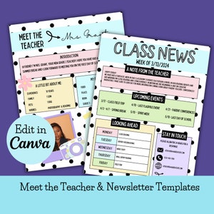 Editable Meet the Teacher Newsletter Template (Canva)