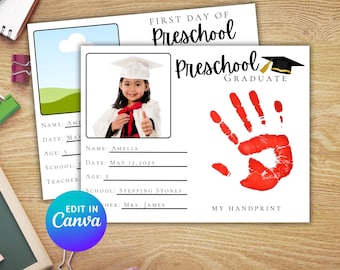 First and Last Day of School Keepsake: Handprint Photo Memory (Printable PDF)