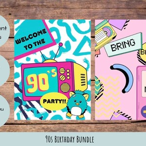 90s Birthday, 90s Birthday Decorations, Birthday PNG, Birthday Banner, 90s theme, 90s PNG, 90s PDF