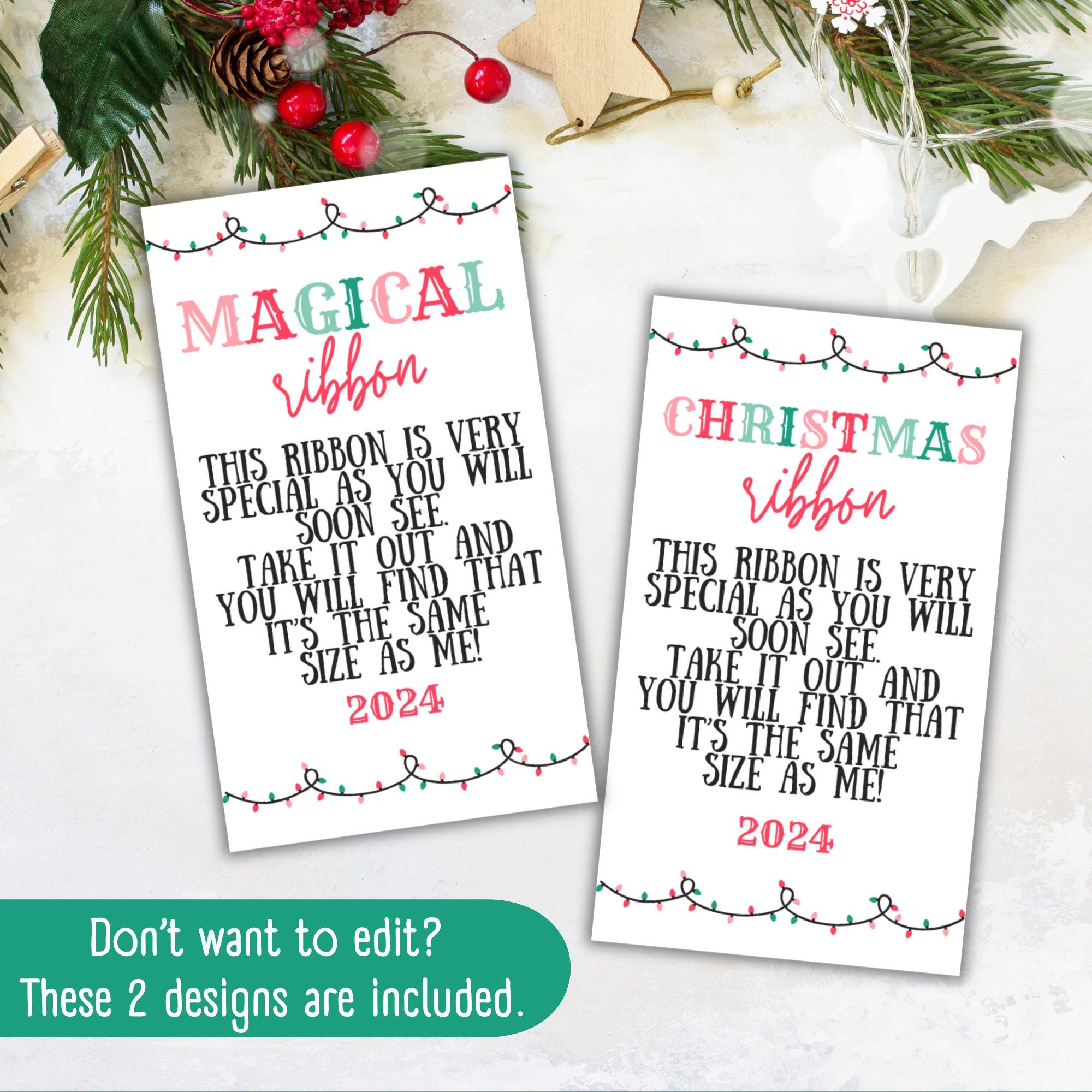 Editable Ribbon Tag, Same Size as Me, Ribbon Ornament, Height Ornament ...