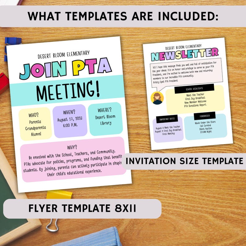 Editable PTA Flyer Templates Bundle: Canva Newsletter, Meeting ...