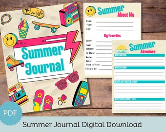 Diario de verano para niños: Apuntes de aventuras, registros de lectura (descarga digital)