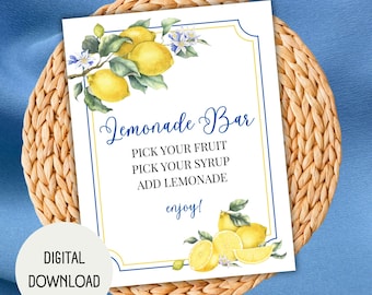 Lemonade Bar Sign: Graduation Party Drink Station Decor (PDF & PNG Downloadable Files)