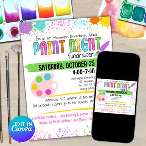 Art Fundraiser, fundraiser, fundraiser flyer, school fundraiser, fundraiser ideas, fundraiser template, church fundraiser, PTA, event flyer