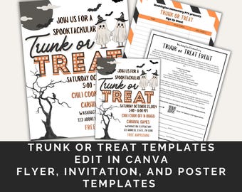 Editable Canva Trunk or Treat Kit: Halloween Flyer, Invitation, Poster (Digital Download)