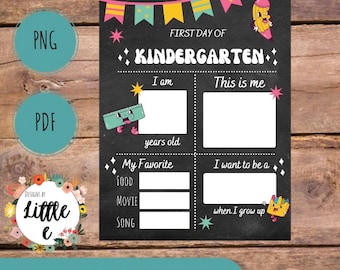 Kindergarten Sign, Back to School Sign, First Day of School Printable, First Day of School Sign, First Day of School Photo Prop