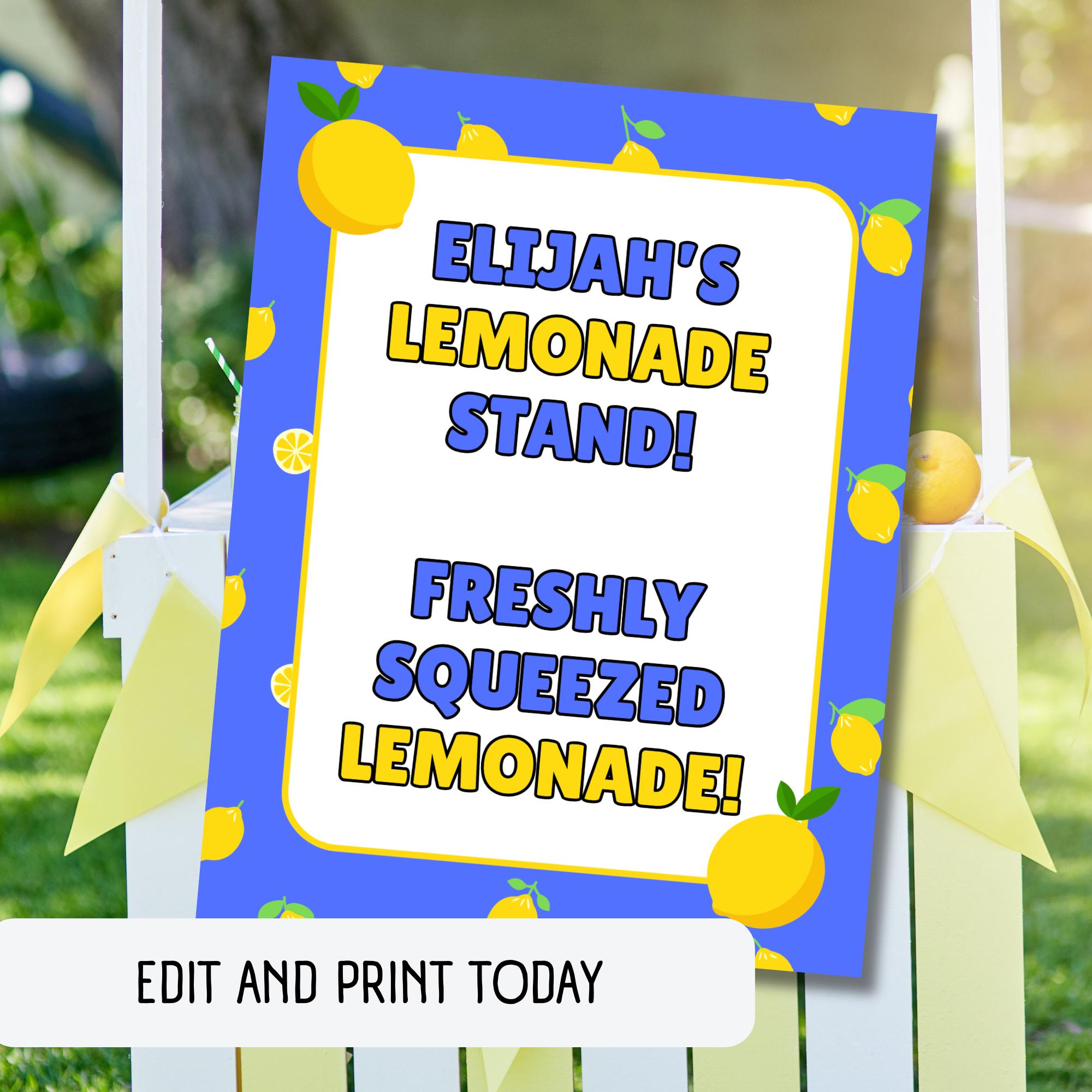 Lemonade Stand Printable Sign Kit: Editable Canva Templates (digital ...