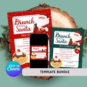 Santa Brunch Flyer Template: Editable Christmas Invitation (Canva Digital Download