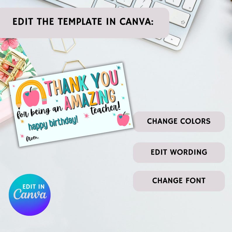 Teacher Appreciation Gift Tag Templates: Editable Thank You Cards ...