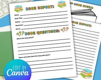 Modello di relazione sui libri di scuola elementare: foglio di lavoro per la lettura a casa (PDF stampabile/modificabile)