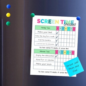 Editable Chore Bundle Screen Time Video Game Time Chart - Etsy