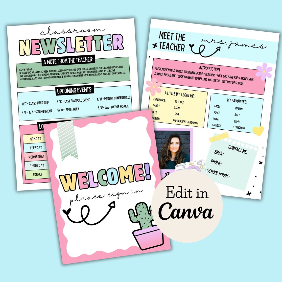 Editable Meet the Teacher Template Bundle (canva) - Etsy