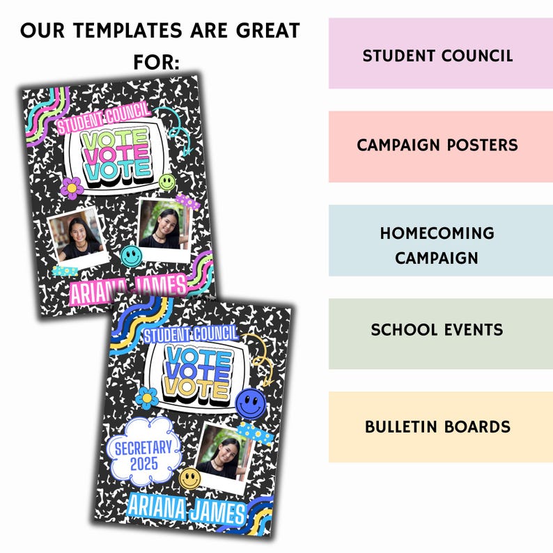 Student Council Voting Flyer Templates: Editable Campaign Poster (canva ...