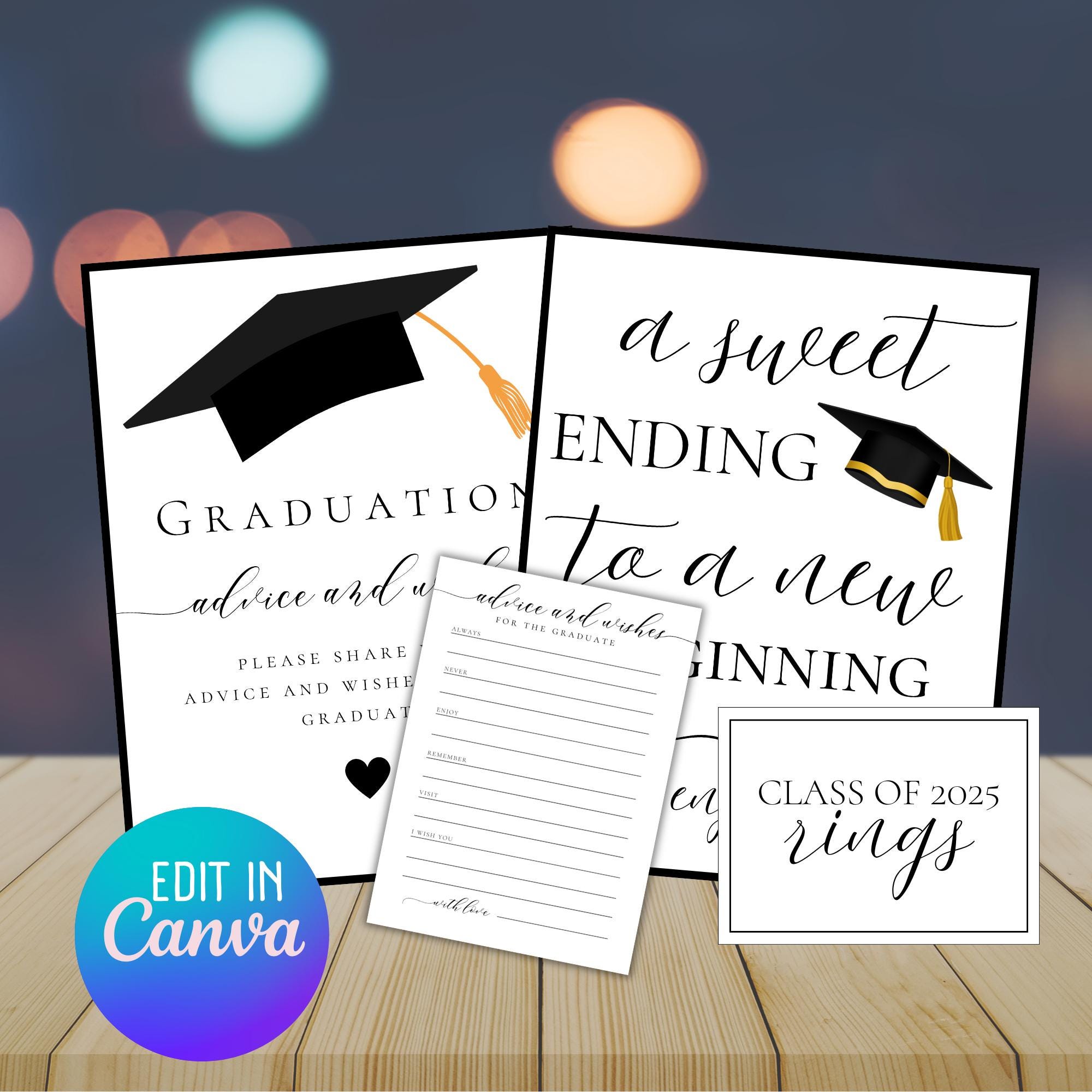Graduation Party Sign Bundle: Candy Bar & Advice Cards (digital ...
