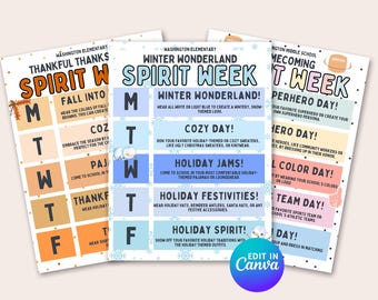 Editable Spirit Week Template: Canva Design