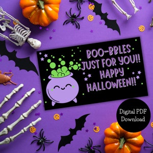 Editable Halloween Bubble Gift Tags: Class Party Favors (Digital Download)