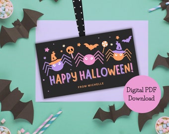 Editable Halloween Party Favor Tags, Class Gifts (Digital PDF)