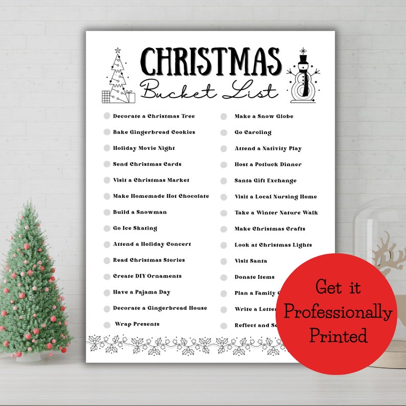 Editable Christmas Bucket List, Printable, Family Christmas Bucket List ...