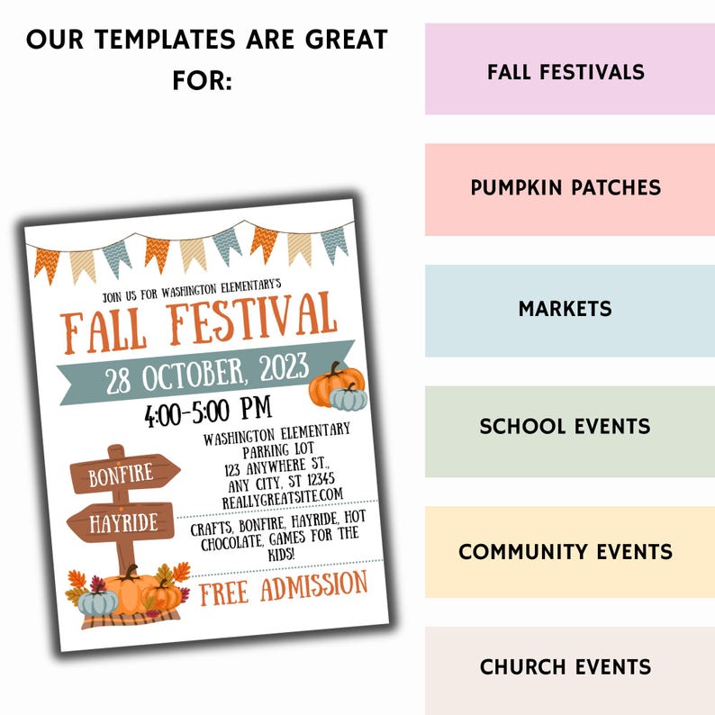 Fall Festival Flyer & Social Media Post: Editable Canva Template image 2