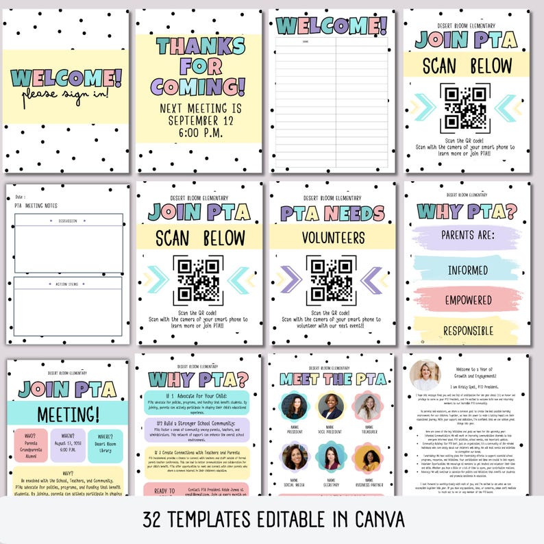 Editable PTA Flyer Templates: School Event Kit (canva, 8.5x11 Inches ...