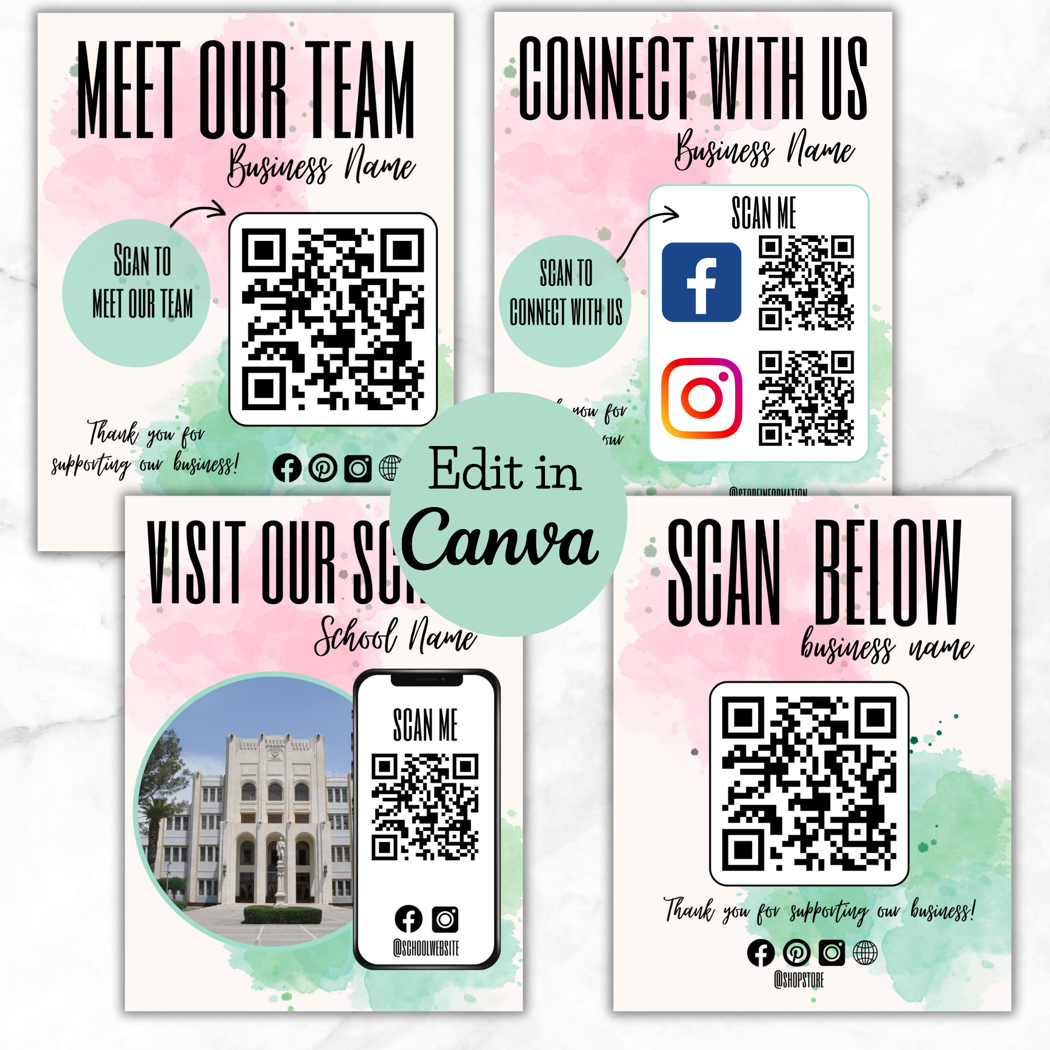 QR Code Flyer, Qr Code Sign, Editable Templates, Social Media Sign ...