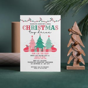 Bewerkbare Christmas Toy Drive-flyersjablonen (canva)