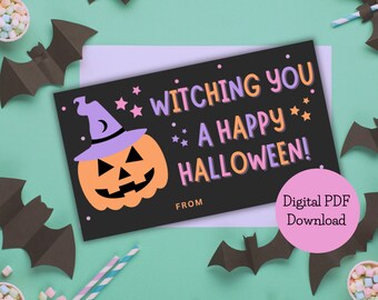 Editable Halloween Gift Tags, Class Party Favors (Digital Download)