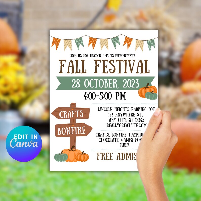 Fall Festival Flyer & Social Media Post: Editable Canva Template image 6
