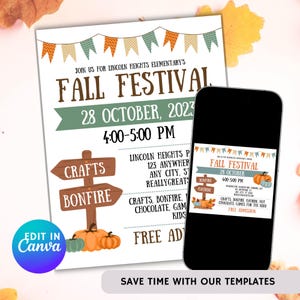 Fall Festival Flyer & Social Media Post: Editable Canva Template image 8