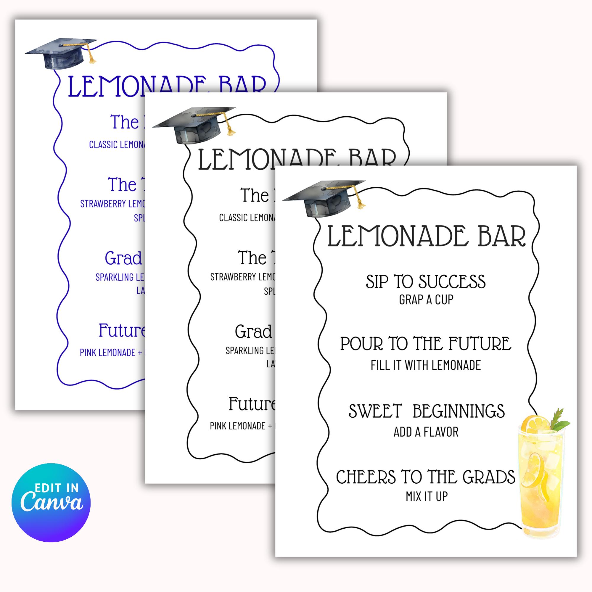 Graduation Lemonade Stand Sign Graduation Lemonade Bar Sign: Editable Canva Template (PDF & PNG) - Etsy