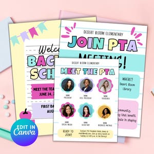 PTA bundle,monthly newsletter,pta meeting flyer,pta membership form,recruitment flyer,event calendar,why join the pta,we need volunteers,pta