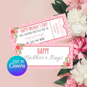 Modello di libro di coupon personalizzato per la festa della mamma (stampabile)