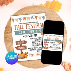 Fall Festival Flyer & Social Media Post: Editable Canva Template