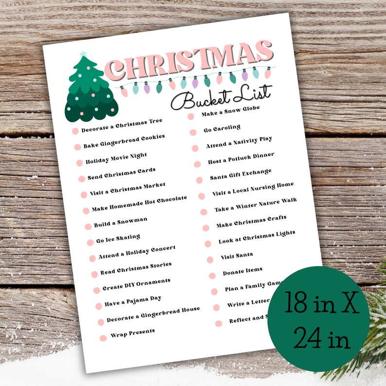 Editable Christmas Bucket List, Printable, Family Christmas Bucket List