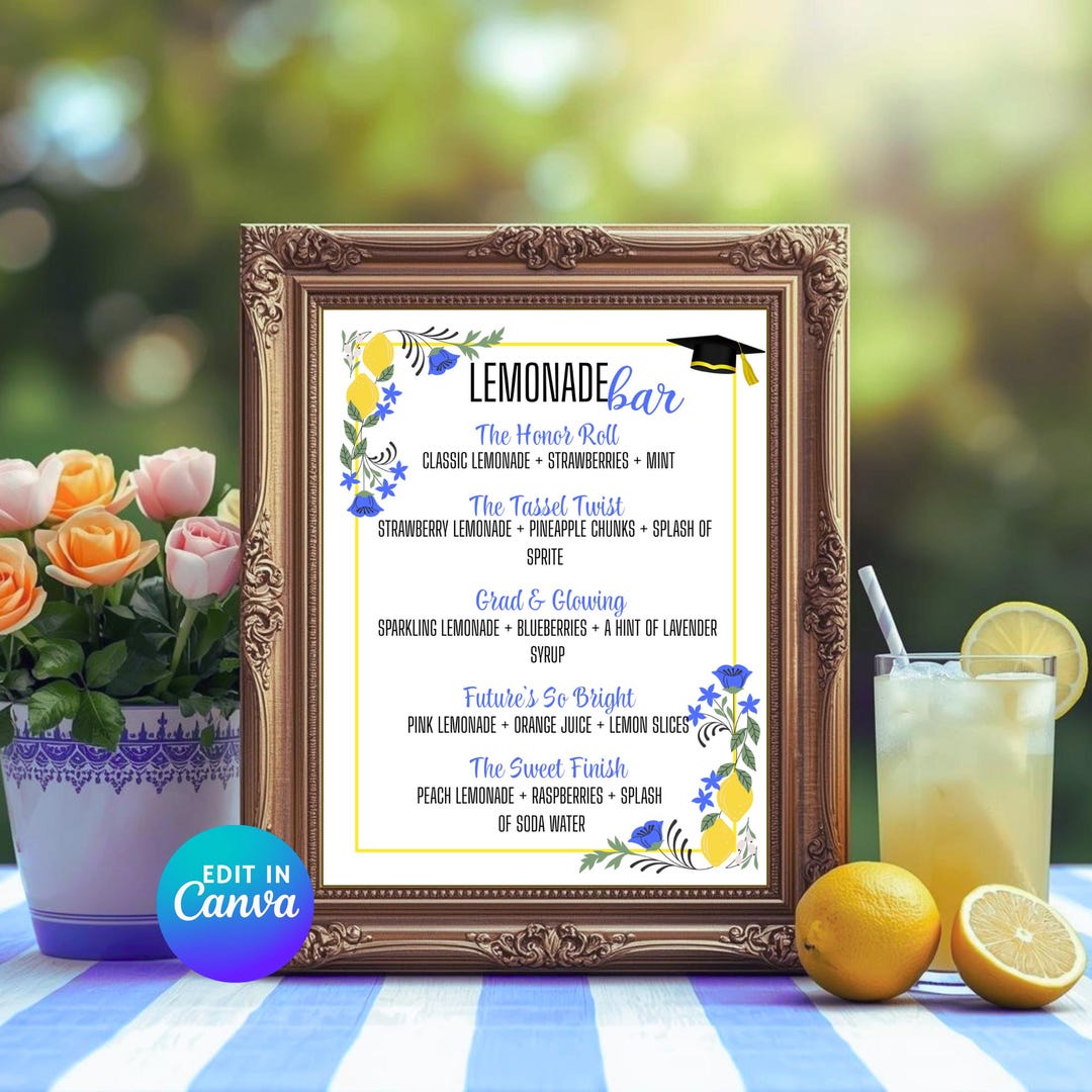 Graduation Lemonade Stand Sign Graduation Lemonade Bar Sign: Editable Canva Template (PDF & PNG) - Etsy