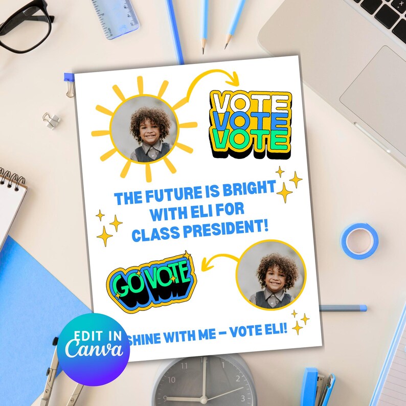 Student Council Campaign Flyer Template: Editable School Election ...