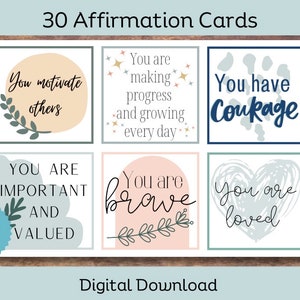 Cartões de afirmação, afirmação positiva, afirmações diárias, cartões de incentivo, cartões motivacionais para download digital, cartões para impressão