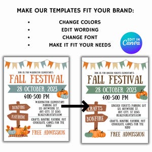 Fall Festival Flyer & Social Media Post: Editable Canva Template image 4