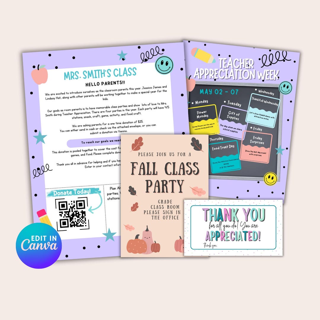 Editable Classroom Parent Bundle: Canva Templates for PTA & Volunteers ...