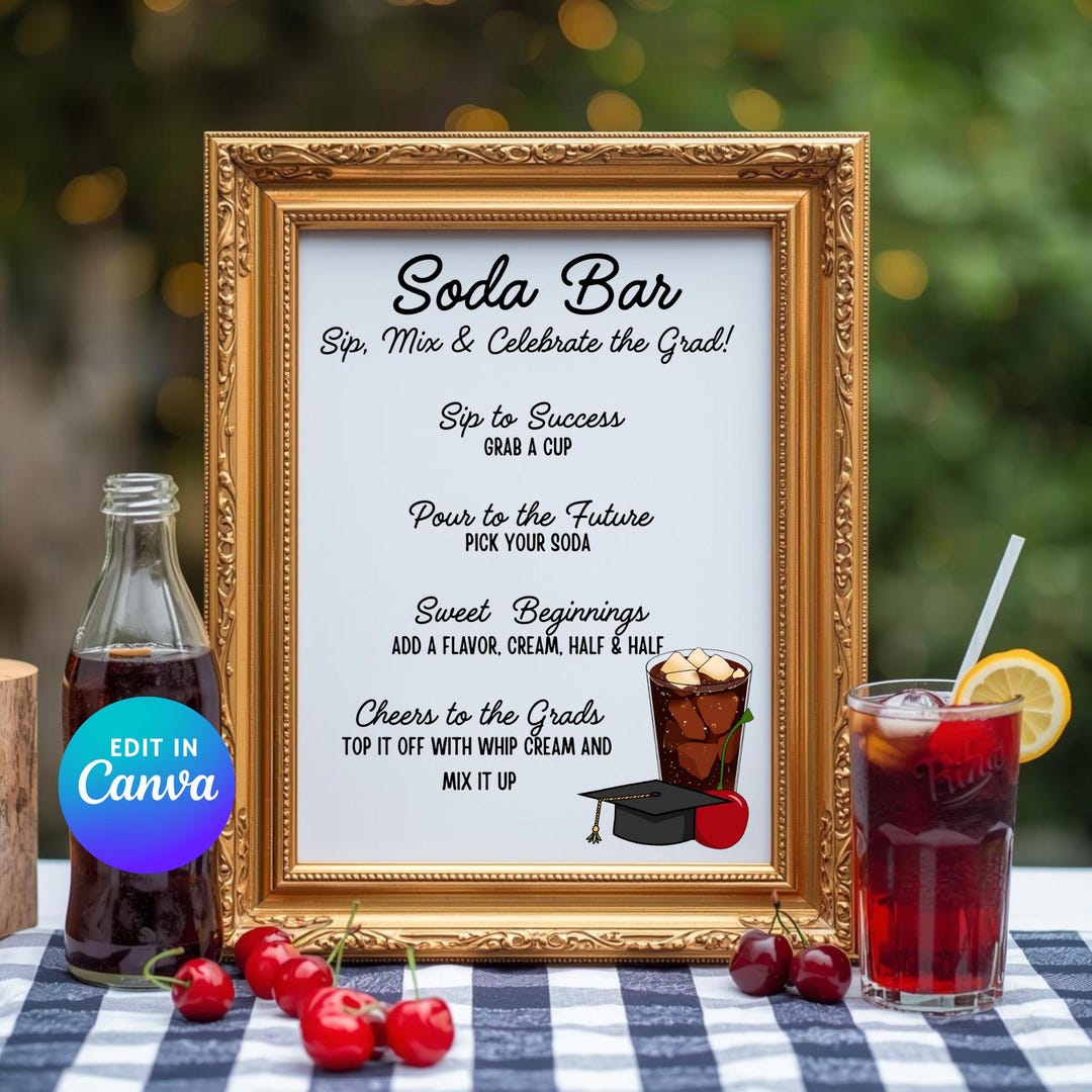 Graduation Soda Bar Sign & Menu Template – Editable in Canva (8x11) - Etsy