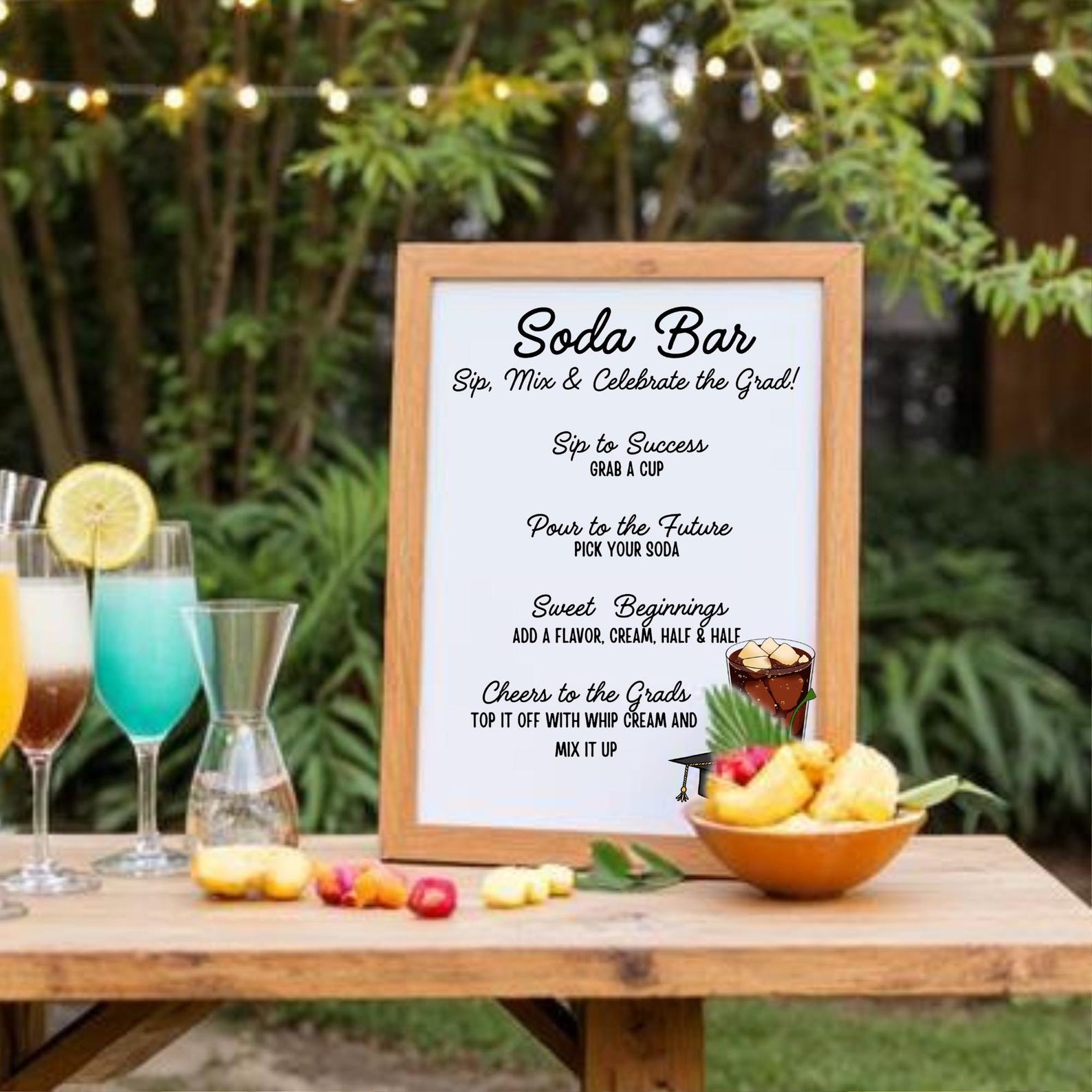 Graduation Soda Bar Sign & Menu Template – Editable in Canva (8x11 ...