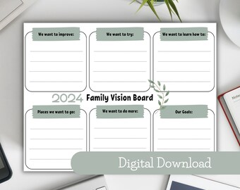Family Vision Board Printable: Goal Setting for Kids (Digital Download)