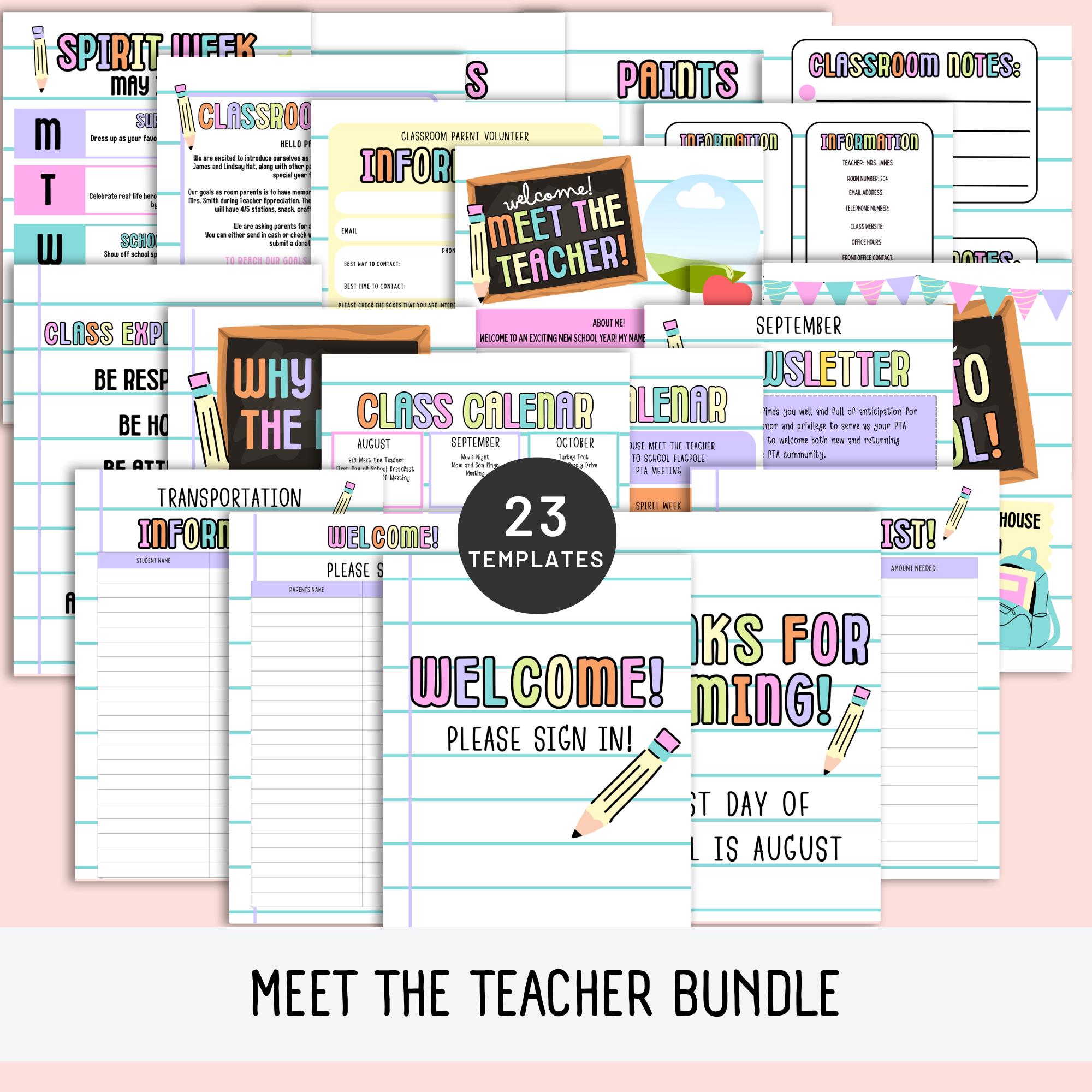 Editable Meet the Teacher Template Bundle: Back to School Printable ...